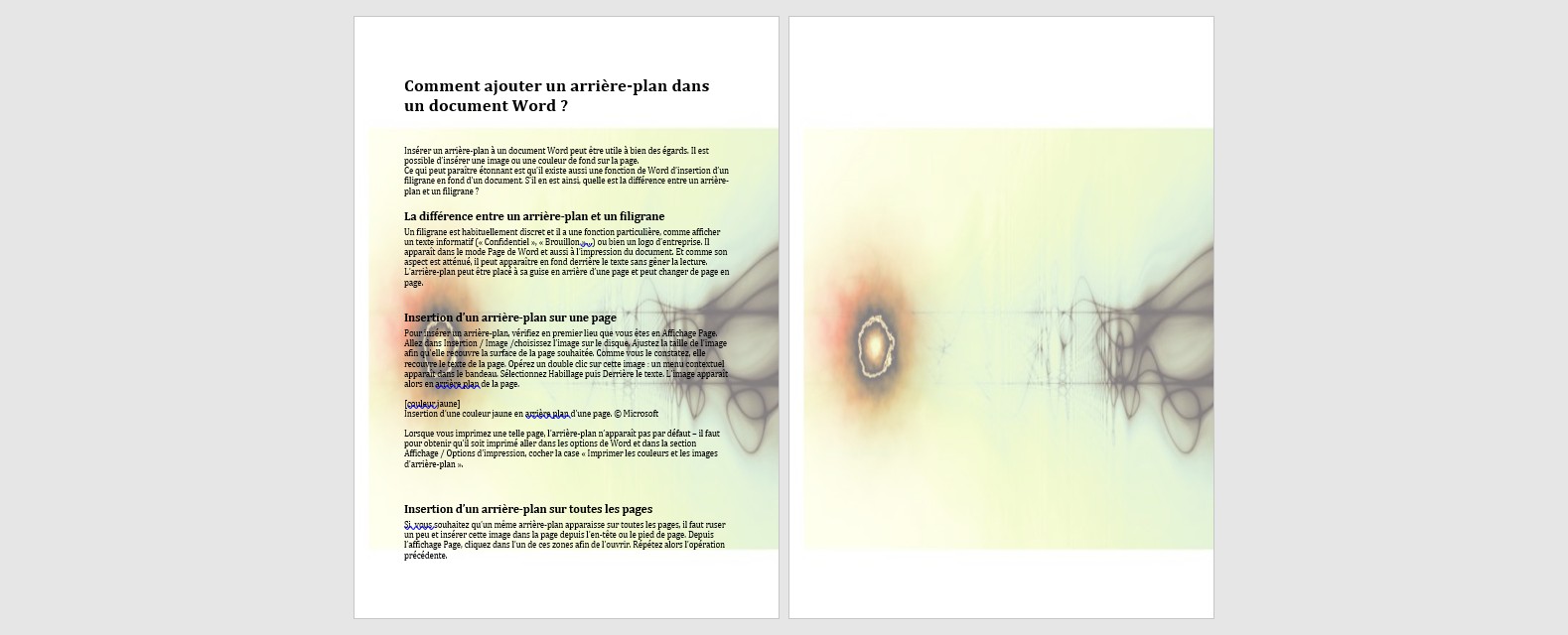 Comment ajouter un arrière-plan dans un document Word